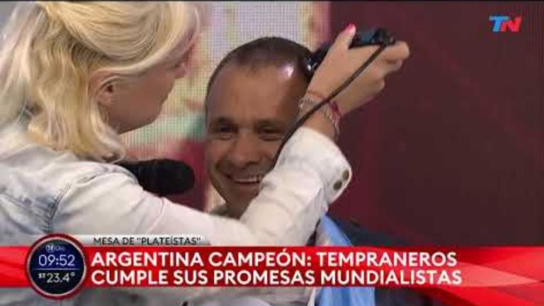 Sergio Lapegüe se rapó en vivo y cumplió con su promesa tras la