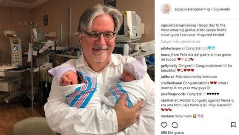 La argentina Agustina Picasso, esposa de Matt Groening, fue mamá de mellizos