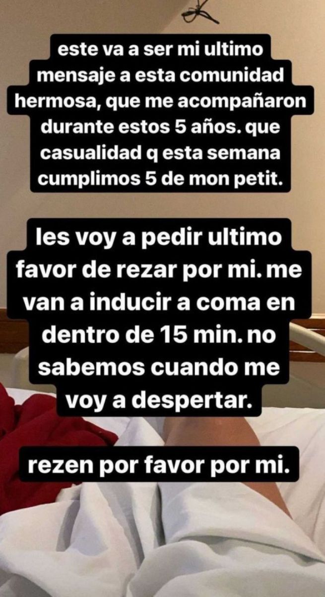Karina Gao internada con Covid-19 y embarazada: "Me van a inducir al coma y no sé cuándo voy a despertar"