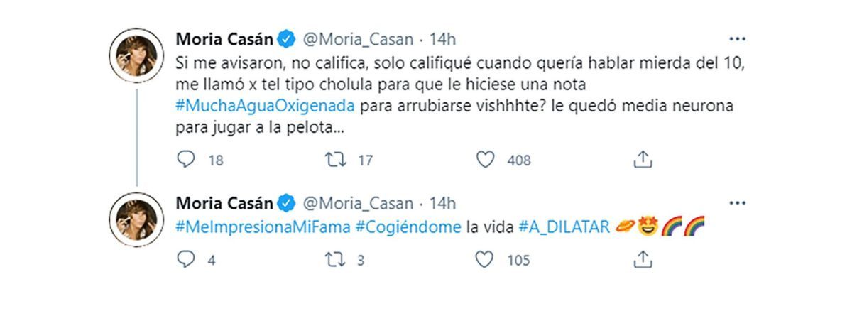 Moria Casán contra Rocío Oliva: “Mucha agua oxigenada, le quedó media neurona para jugar a la pelota”