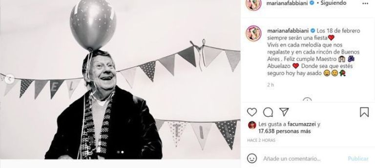 Mariana Fabbiani a su abuelo, Mariano Mores: "Vivís en cada melodía que nos regalaste"