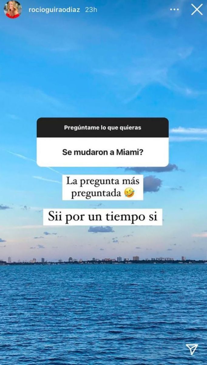 Rocío Guirao Díaz confirmó que se mudó con su familia a Miami