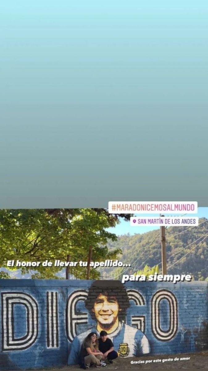 Gianinna Maradona y Daniel Osvaldo homenajearon a Diego en el sur del país