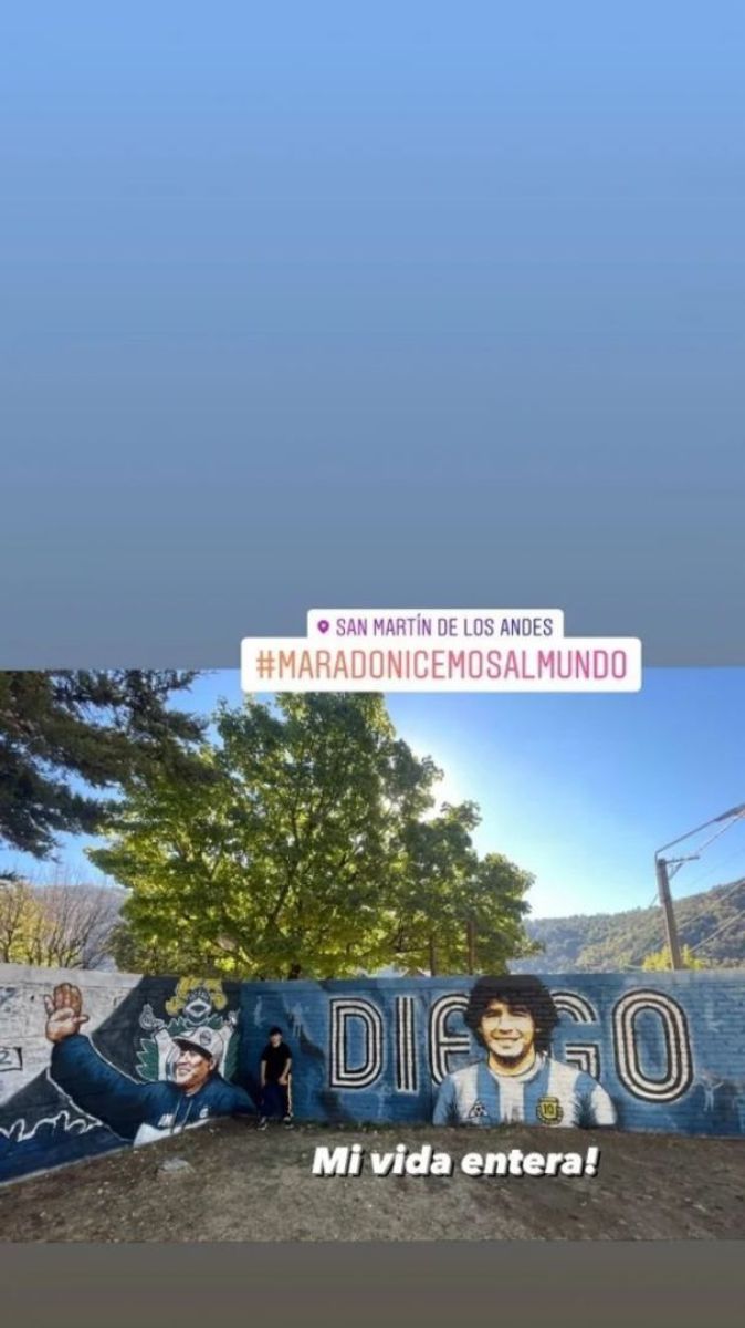 Gianinna Maradona y Daniel Osvaldo homenajearon a Diego en el sur del país