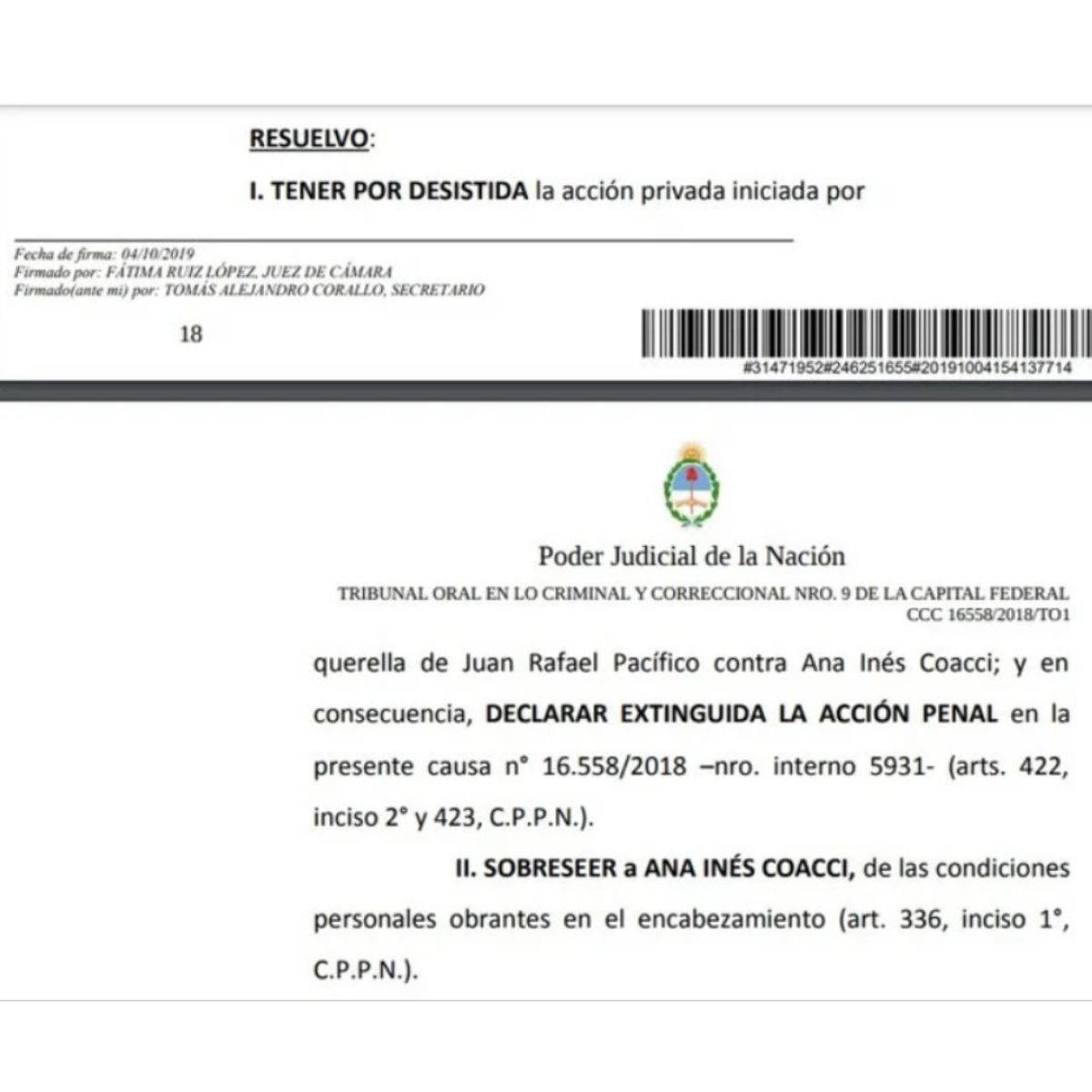 Fallo judicial contra Juan Darthes