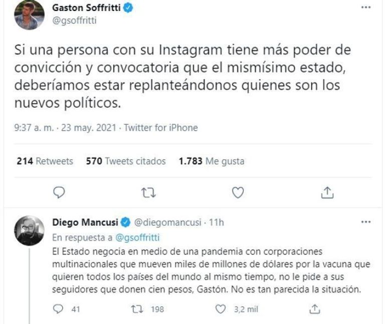 El polémico mensaje de Gastón Soffritti sobre las vacunas