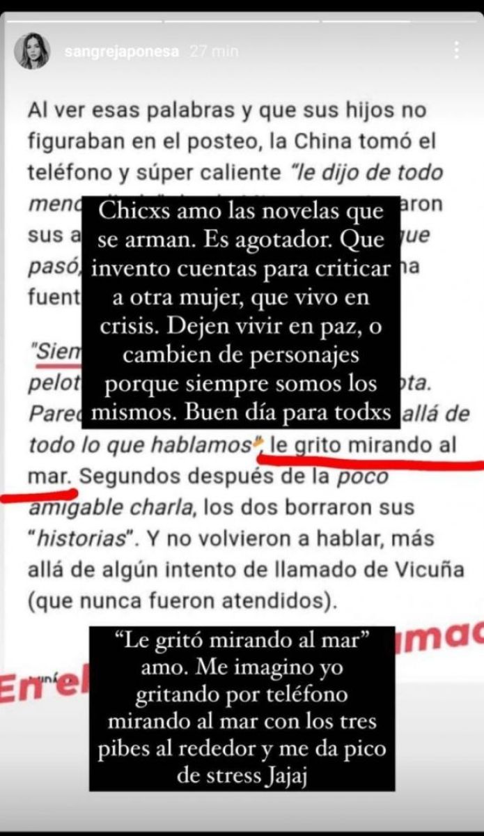El enojo de la China Suárez con los rumores de crisis con Vicuña