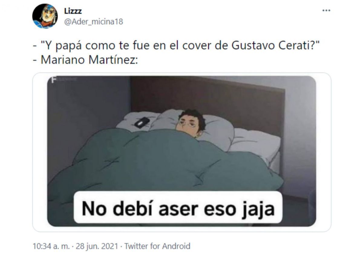 Mariano Martínez cantó "Crimen" de Gustavo Cerati y las redes explotaron de memes