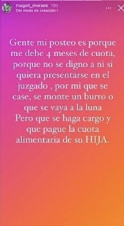 Furiosos posteos de Magalí Mora contra el papá de su bebé en camino