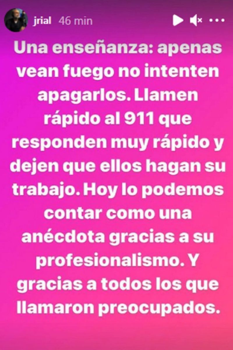 Incendio en la casa de Jorge Rial y Romina Pereiro: "Fue un shock"