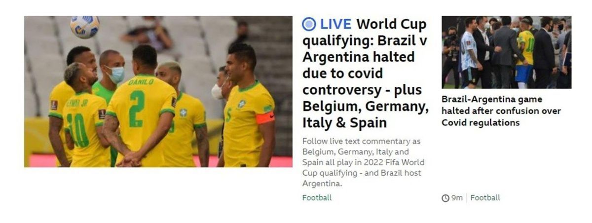 "Bochorno", "Escándalo", "Caos": cómo reflejó la prensa mundial la suspensión de Brasil-Argentina