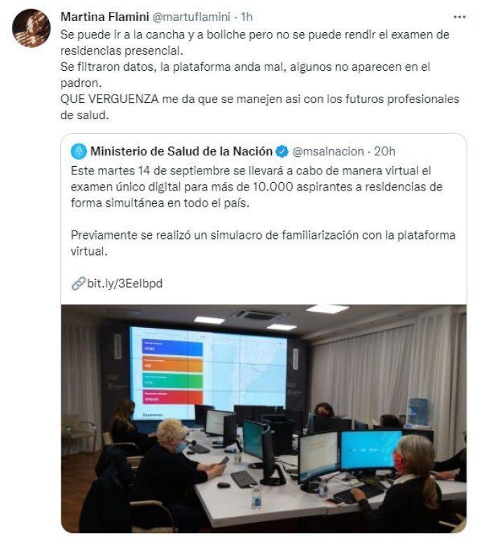 Examen de residencia: profesionales de la salud denuncian problemas por la caída de la web del ministerio