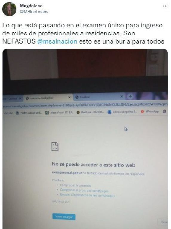 Examen de residencia: profesionales de la salud denuncian problemas por la caída de la web del ministerio