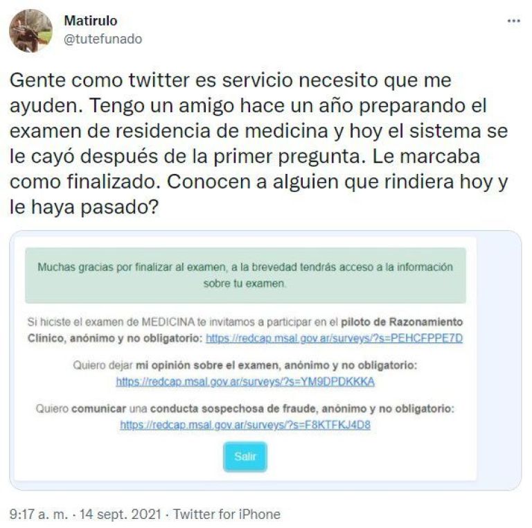 Examen de residencia: profesionales de la salud denuncian problemas por la caída de la web del ministerio