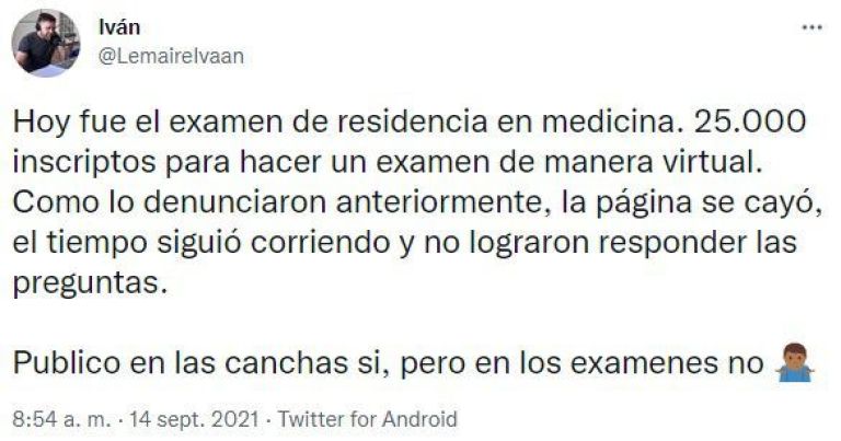 Examen de residencia: profesionales de la salud denuncian problemas por la caída de la web del ministerio