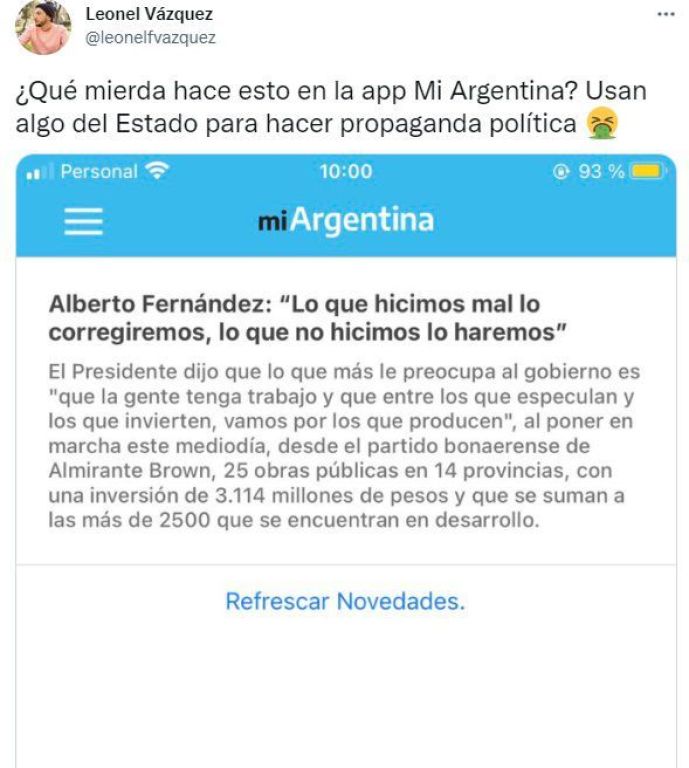 Usuarios denunciaron que el Gobierno utiliza la app de Mi Argentina para hacer campaña política