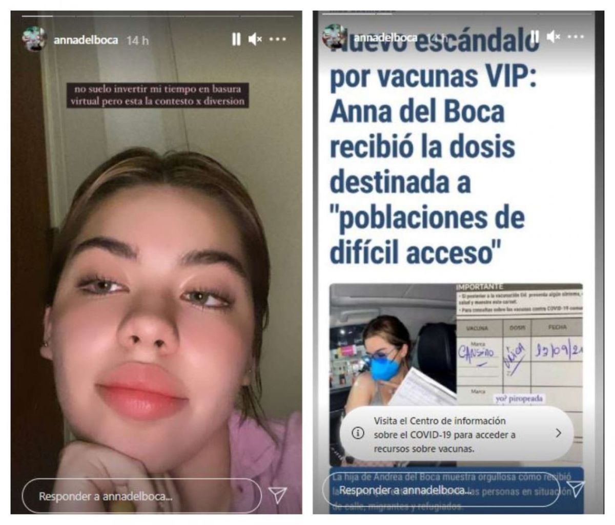 Acusaron a la hija de Andrea del Boca de recibir una “vacuna VIP”: qué dijo en su descargo