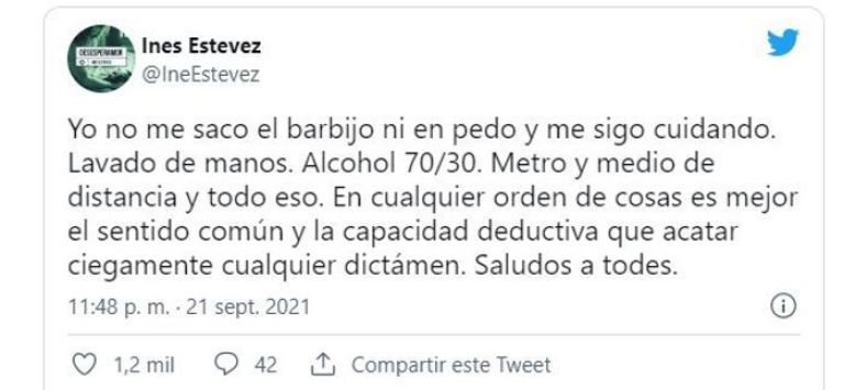 Inés Estévez opinó sobre las medidas de flexibilización sanitarias del Gobierno