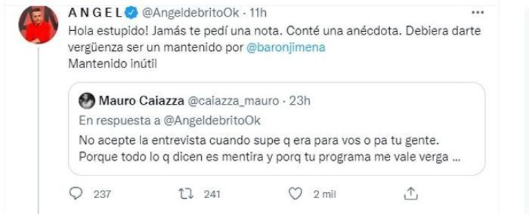Tremendo cruce entre Ángel de Brito y Mauro Caiazza