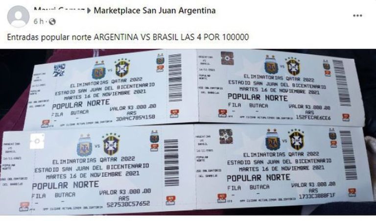 Argentina vs Brasil: los escandalosos precios a los que se revenden las entradas