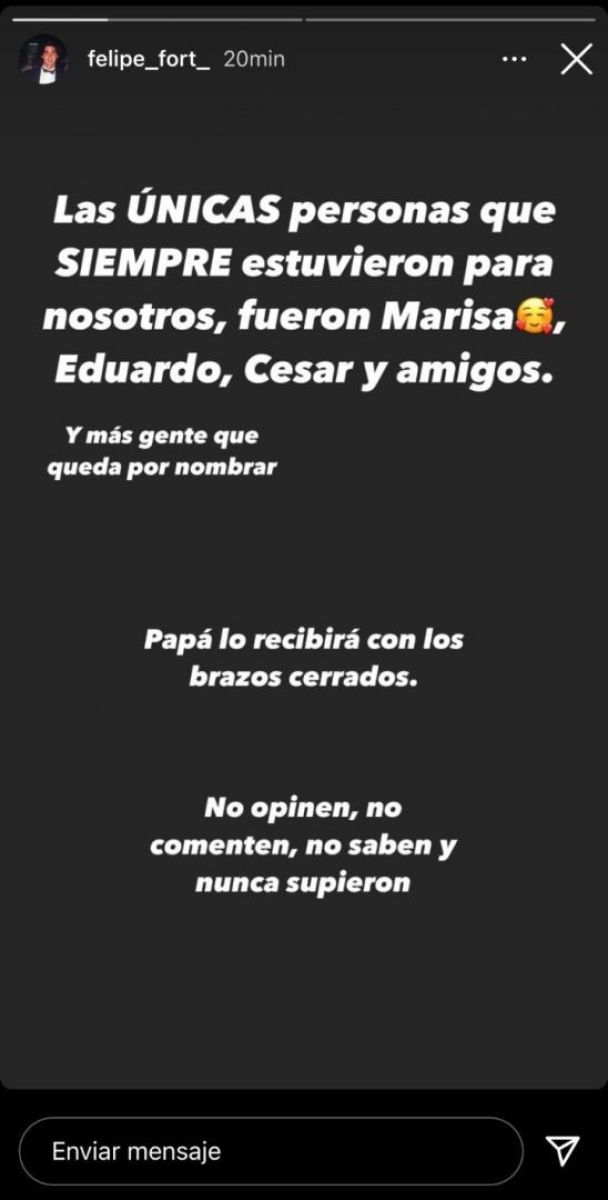 Felipe Fort, tras la muerte de Gustavo Martínez: "Papá lo recibirá con los brazos cerrados"