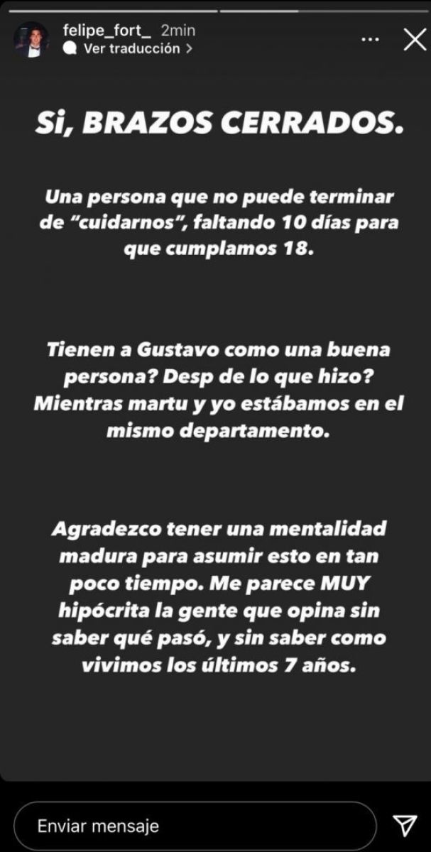 Felipe Fort, tras la muerte de Gustavo Martínez: "Papá lo recibirá con los brazos cerrados"