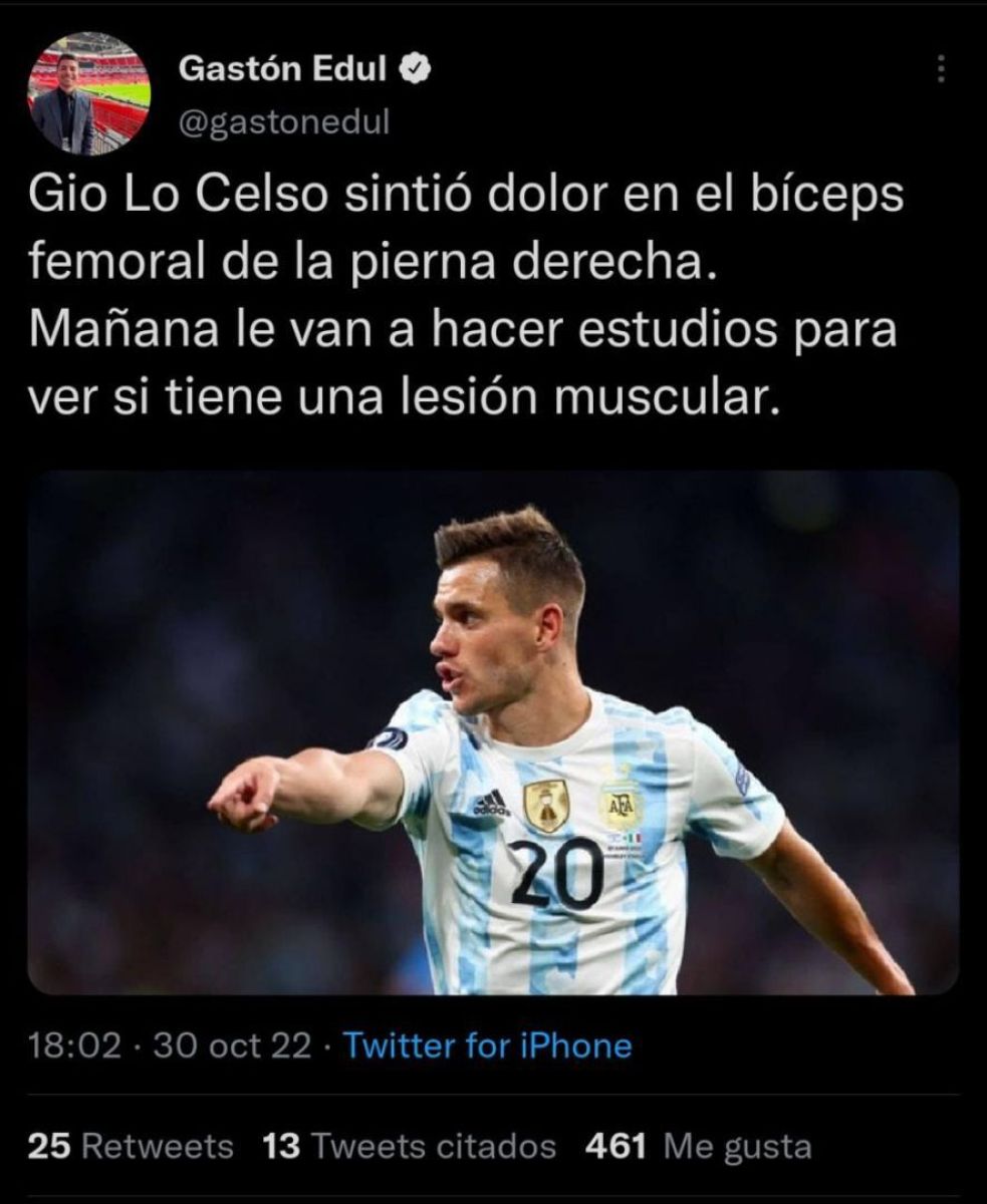 [video] Giovani Lo Celso Sufrió Una Lesión Muscular A 21 Días Del