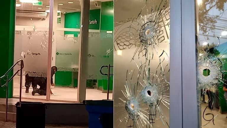 Rosario: balearon dos bancos y dejaron un cartel para el ex ministro de seguridad